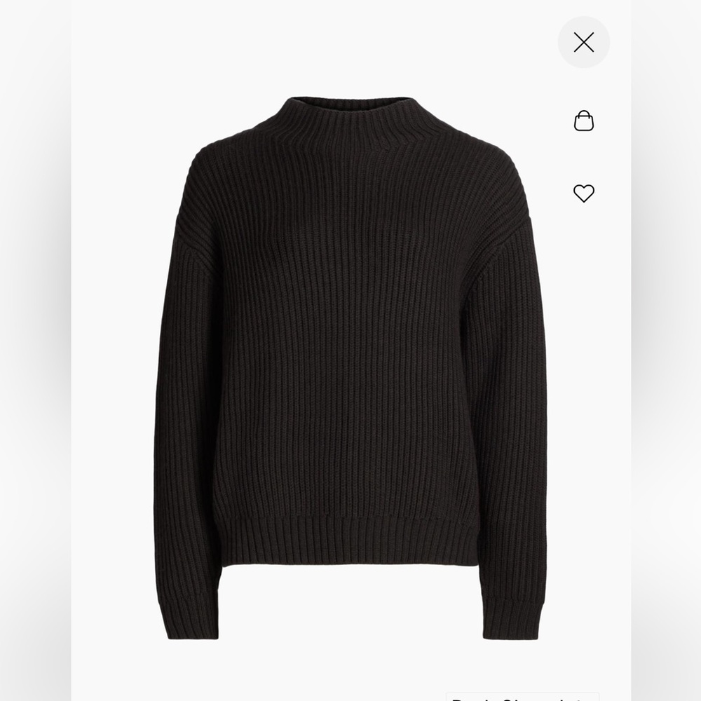 TWP Macie Wool Rib-Knit Zip-Cuff Chocolate Sweater, Medium